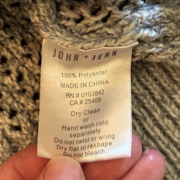 John + Jenn Gray Open Knit Ribbed Pullover Sweater, Small - Picture 7 of 8